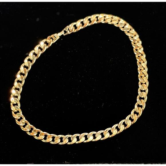 Vintage Chunky Chain Bib Collar Necklace Shiny Gold Tone Link Heavy 18" 80s 1980 - Picture 5 of 9